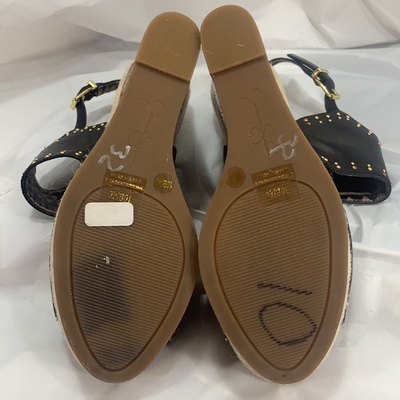 JESSICA Simpson Geno Cork look Platform Wedge Leather Studded Buckle Size 10B - Picture 11 of 12